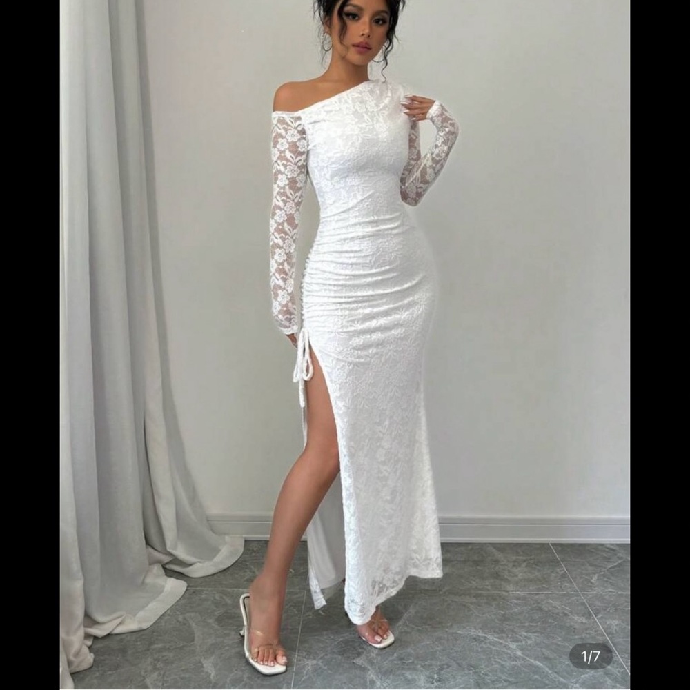 Elegant White Lace Off-Shoulder Dress